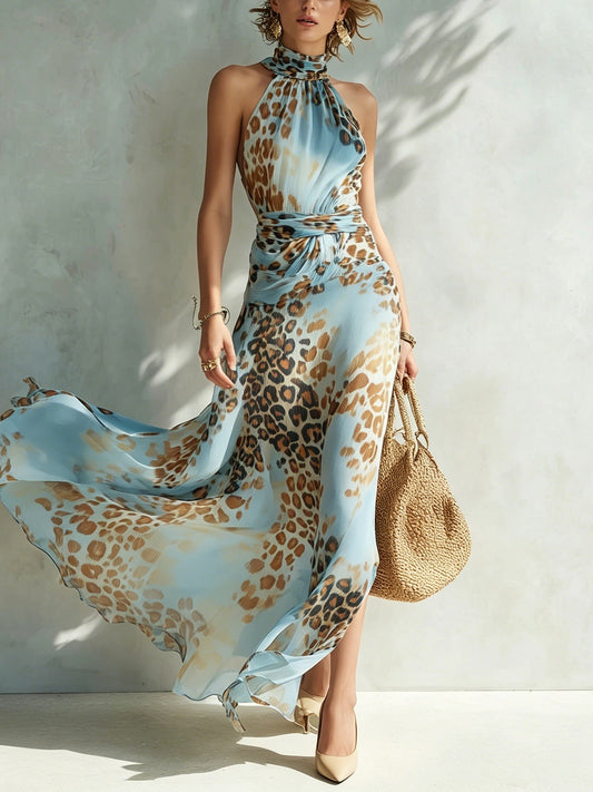 Rosalba | Vestido Maxi Fascinante de Estampado Leopardo