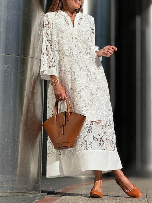 Willow | Vestido Midi Escote en V Floral Glamour de Playa