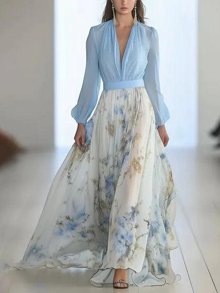Madeleine | Vestido Maxi con Estampado Floral Impresionante y Escote en V