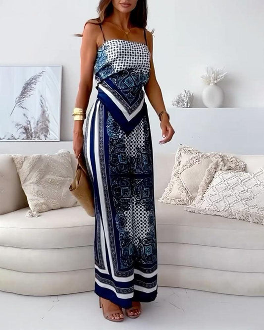 Helen | Conjunto Elegante de Dos Piezas con Top de Tirantes y Pantalón, Listo para Vacaciones