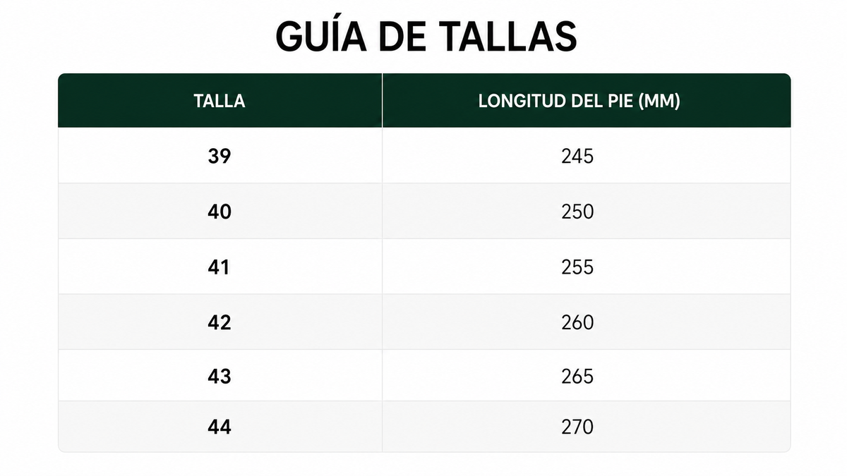 Tabla de tallas
