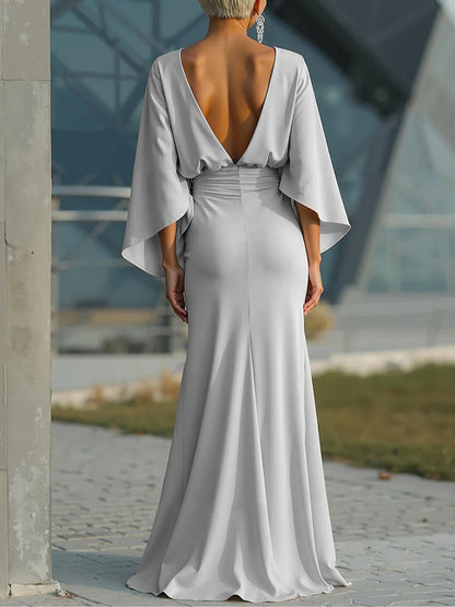 Clara | Vestido elegante con escote en V, sin mangas y espalda descubierta