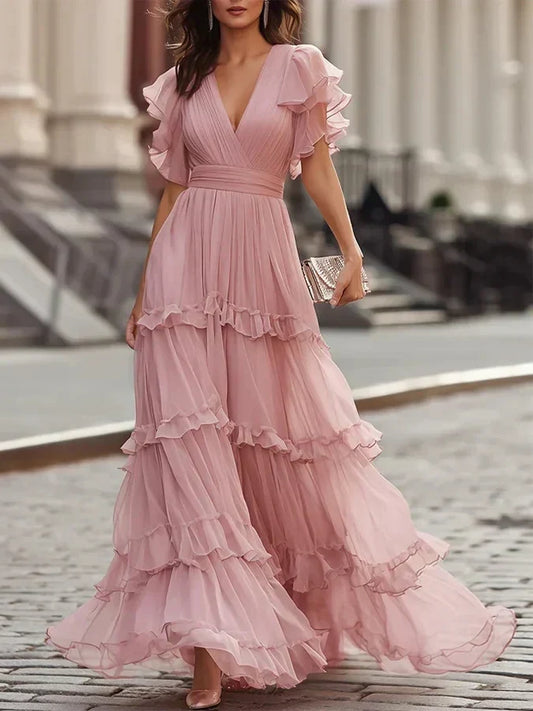 Zoe | Vestido de Novia Maxi Elegante Rosa Claro