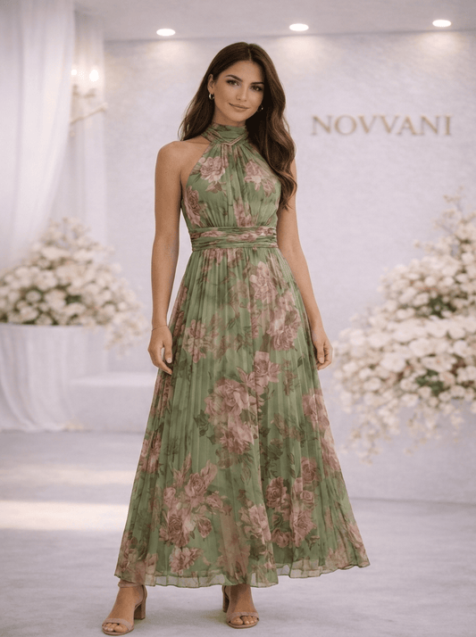 LIDIA | Elegante vestido largo con estampado floral