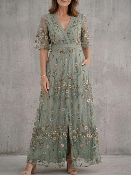 LIDIA | Elegante vestido largo con estampado floral