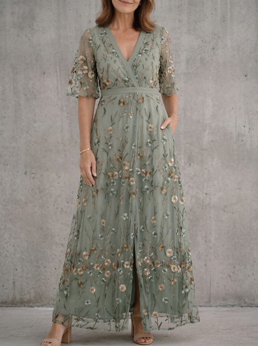 LIDIA | Elegante vestido largo con estampado floral