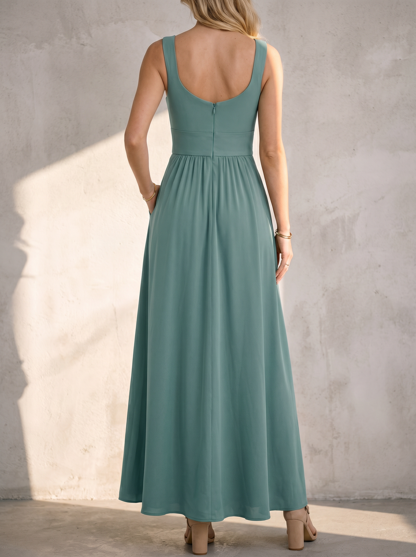 REBECA | Vestido largo verde Sage