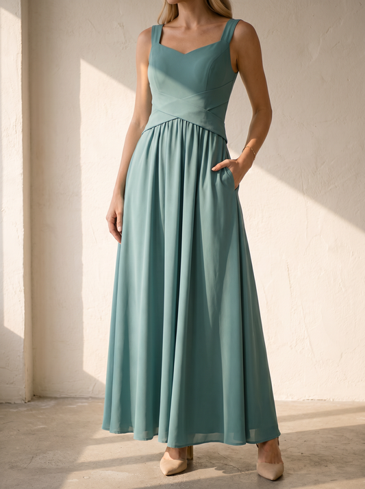 REBECA | Vestido largo verde Sage